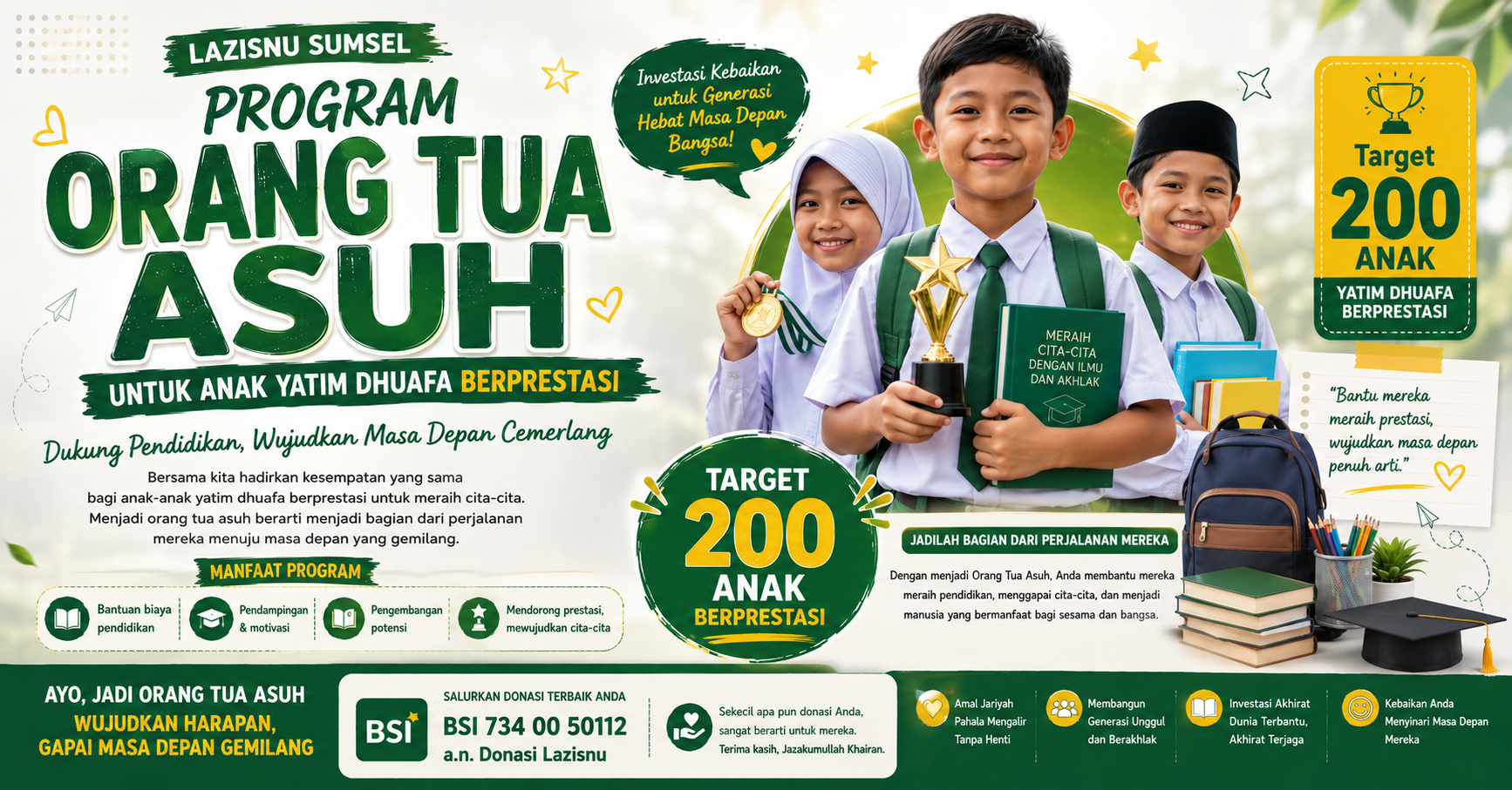 Program Orang Tua Asuh: Wujudkan Mimpi 200 Anak Yatim dan Dhuafa Berprestasi